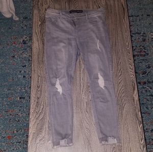 Express Grey distressed jeans sz 10